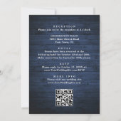 Gipskraut Mason Jar Blue Wood Wedding QR Code Einladung (Rückseite)