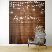 Gipskraut Mason Jar Brautparty Hintergrund Wandteppich (Beispiel)