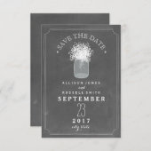Gipskraut & Mason Jar Chalkboard Save the Date (Vorne/Hinten)