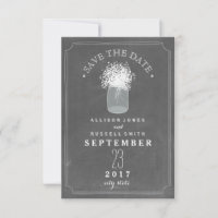 Gipskraut & Mason Jar Chalkboard Save the Date