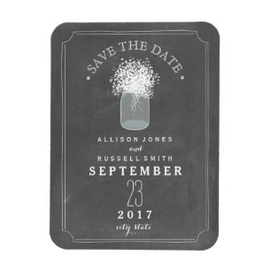 Gipskraut Mason Jar Chalkboard Save the Date Magnet