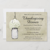 Gipskraut & Mason Jar Erntedank Dinner Einladung (Vorderseite)