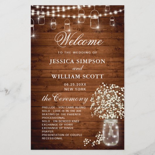 Gipskraut Mason Jar Hochzeitsfeier (Vorderseite)