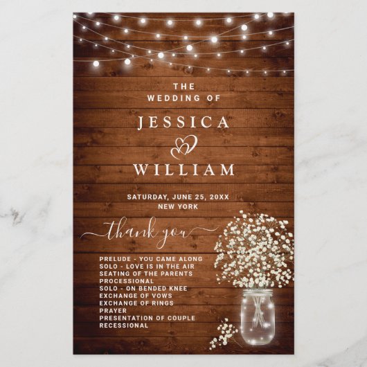 Gipskraut Mason Jar Hochzeitsfeier (Vorderseite)