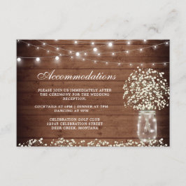 Gipskraut Mason Jar Hochzeitsunterkünfte Begleitkarte