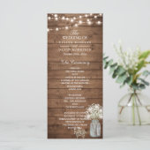 Gipskraut Mason Jar Lights Hochzeitsprogramm Programm (Stehend Vorderseite)