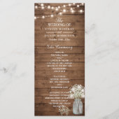 Gipskraut Mason Jar Lights Hochzeitsprogramm Programm (Vorderseite)