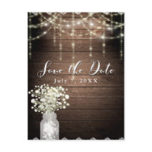 Gipskraut Mason Jar Lights Wood Save the Date