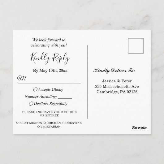 Gipskraut Mason Jar RSVP Card mit Wahlmöglichkeit Postkarte (Rückseite)