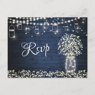 Gipskraut Mason Jar RSVP Card mit Wahlmöglichkeit Postkarte
