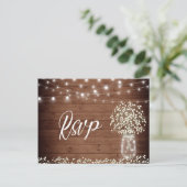 Gipskraut Mason Jar RSVP Card mit Wahlmöglichkeit Postkarte (Stehend Vorderseite)