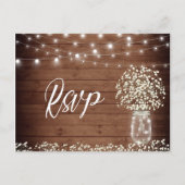 Gipskraut Mason Jar RSVP Card mit Wahlmöglichkeit Postkarte (Vorderseite)
