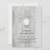 Gipskraut Mason Jar Rustic Barn Brautparty Einladung (Vorderseite)