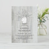 Gipskraut Mason Jar Rustic Barn Brautparty Einladung (Stehend Vorderseite)