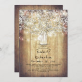 Gipskraut Mason Jar Rustic Barn Brautparty Einladung (Vorne/Hinten)