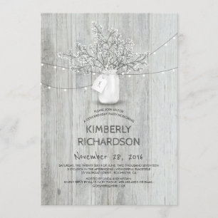 Gipskraut Mason Jar Rustic Barn Geburtstagsparty Einladung