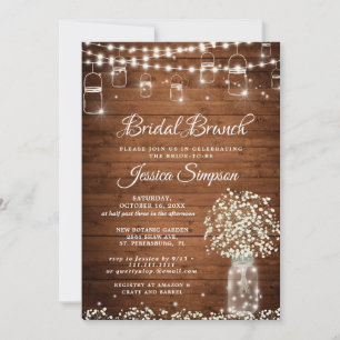 Gipskraut Mason Jar Rustic Bridal Brunch Einladung