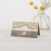 Gipskraut Mason Jar Rustic Burlap Lace Platzkarte (Rückseite)