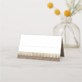 Gipskraut Mason Jar Rustic Burlap Lace Platzkarte (Vorderseite)