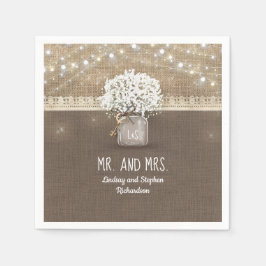 Gipskraut Mason Jar Rustic Burlap Wedding Serviette