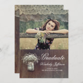 Gipskraut Mason Jar Rustic Foto Abschluss Einladung (Vorne/Hinten)