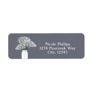 Gipskraut Mason Jar Rustic Gray Address Labels