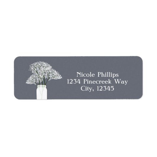 Gipskraut Mason Jar Rustic Gray Address Labels (Vorne)