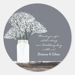 Gipskraut Mason Jar Rustic Gray Stickers