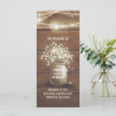 Gipskraut Mason Jar Rustic Hochzeitsprogramme Programm (Stehend Vorderseite)