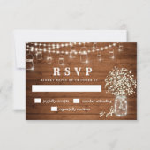 Gipskraut Mason Jar Rustic RSVP Card (Vorderseite)