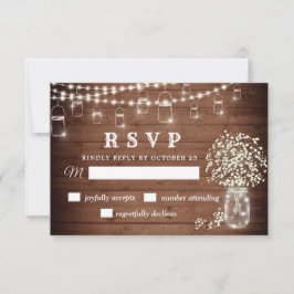 Gipskraut Mason Jar Rustic RSVP Card