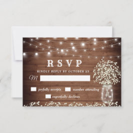 Gipskraut Mason Jar Rustic RSVP Card