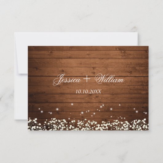 Gipskraut Mason Jar Rustic RSVP Card (Rückseite)