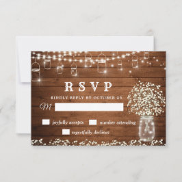 Gipskraut Mason Jar Rustic RSVP Card Karte