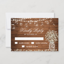 Gipskraut Mason Jar Rustic RSVP Card Karte