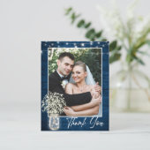 Gipskraut Mason Jar Rustic Vielen Dank Foto Postkarte (Stehend Vorderseite)