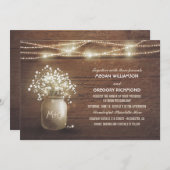 Gipskraut Mason Jar Rustic Vintage Wedding Einladung (Vorne/Hinten)