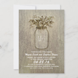 Gipskraut Mason Jar Rustic Wedding Einladung