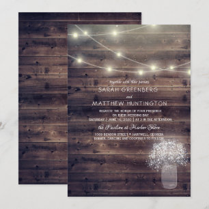 Gipskraut Mason Jar Rustic Wedding Einladung