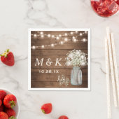 Gipskraut Mason Jar Rustic Wedding Monogram Serviette (Beispiel)