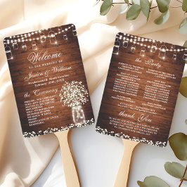 Gipskraut Mason Jar Rustic Wedding Program Fächer