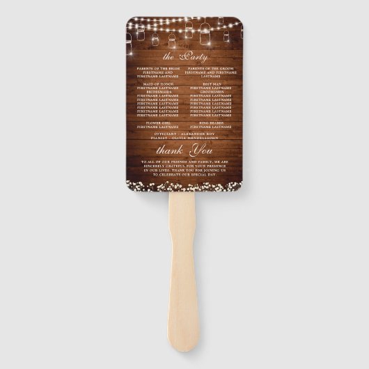 Gipskraut Mason Jar Rustic Wedding Program Fächer (Rückseite)