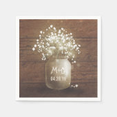 Gipskraut Mason Jar Rustic Wedding Serviette (Vorderseite)