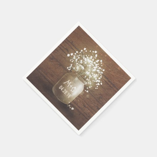 Gipskraut Mason Jar Rustic Wedding Serviette (Ecke)