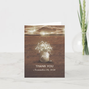 Gipskraut Mason Jar Rustic Wedding Vielen Dank Dankeskarte