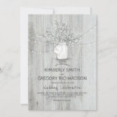 Gipskraut Mason Jar Rustikale Barleuchten Hochzeit Einladung (Vorderseite)