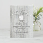 Gipskraut Mason Jar Rustikale Barleuchten Hochzeit Einladung (Stehend Vorderseite)