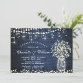 Gipskraut Mason Jar Rustikale Engagement Partei Einladung (Stehend Vorderseite)