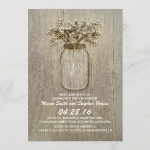 Gipskraut Mason Jar Rustikale Engagement Partei Einladung