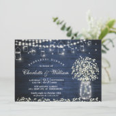 Gipskraut Mason Jar Rustikale Probe Abendessen Einladung (Stehend Vorderseite)